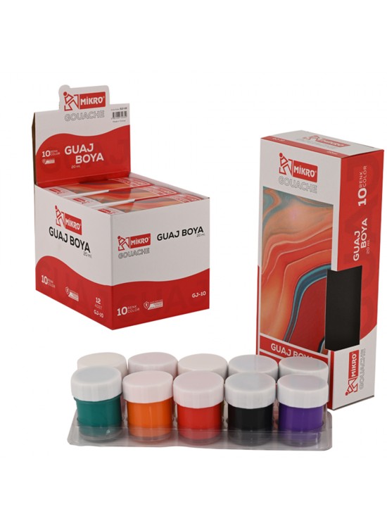 Mikro Guaj Boya Şişe 10 Renk 20 ML GJ-10