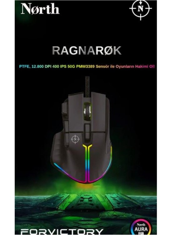 North Odin Pro WL Siyah 26K DPI 750 IPS 70G UltraLight RGB Kablosuz Gaming Mouse
