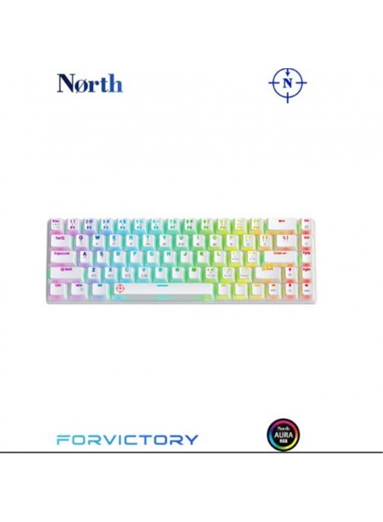 North Odin Pro WL68 LightCore Kablosuz Bluetooth RGB Red Switch Türkçe Beyaz Mekanik Gaming Klavye