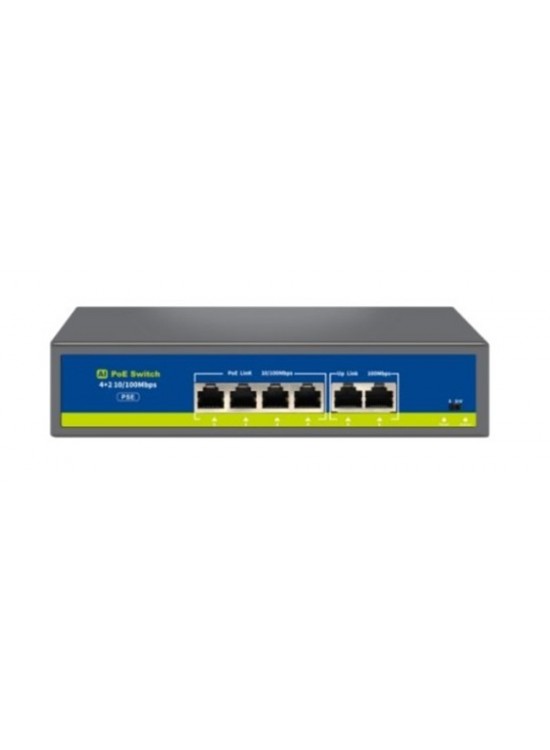 Nova NVC-HIF0420FBL-C 4 Port Poe+ 10-100 Mbps 2 Port 10-100 Mbps Uplink Switch 65W