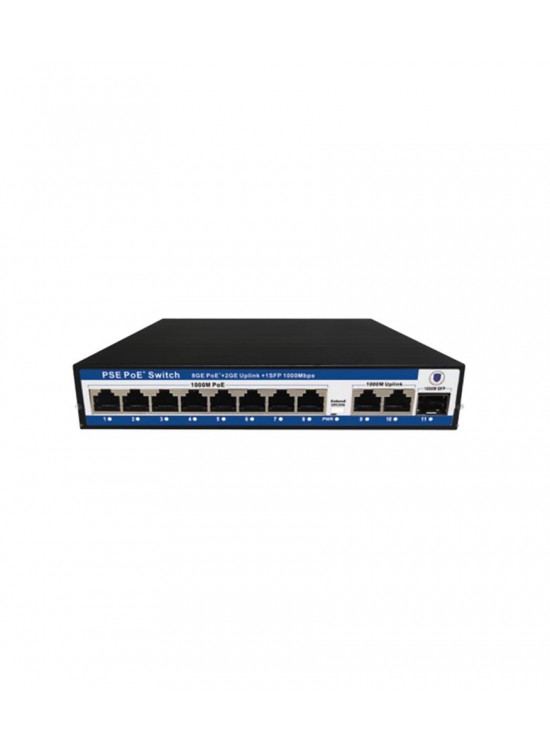 Nova NVC-PSE1621G 16 Port Poe+ 10-100 Mbps 2 Port 10-100-1000 Mbps Uplink  1 Port SFP Switch 300W