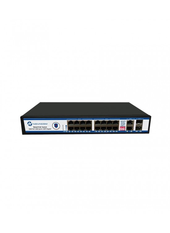Nova NVC-PSEG1622 16 Port Poe+ 10-100-1000 Mbps 2 Port 10-100-1000Mbps Uplink 2 Port SFP Switch 300W