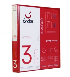 Önder Sunum Klasörü 2 Halkalı 30 MM A4 Kırmızı 2003-2
