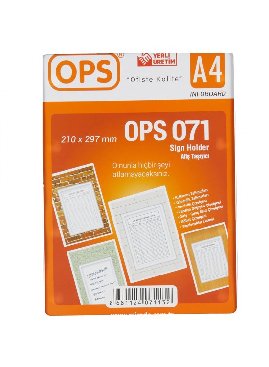 Ops Afiş Taşıyıcı A4 Duvar Tipi Dp 071