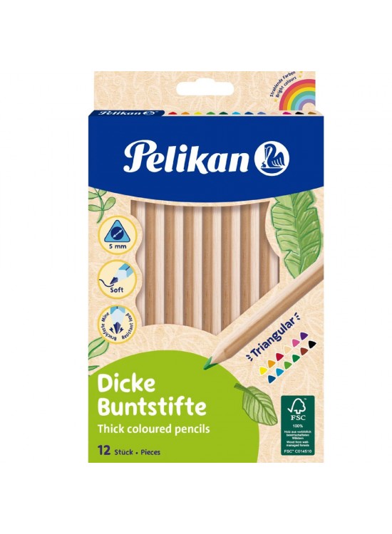 Pelikan Kuru Boya Kalemi Jumbo Ahşap Gövdeli 12 Li