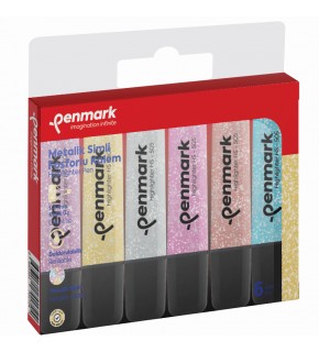Penmark Fosforlu Kalem 6 Lı Karışık Renk Simli