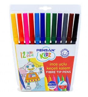 Pensan Kidz Keçeli Kalem 12 Renk İnce Uçlu 5000