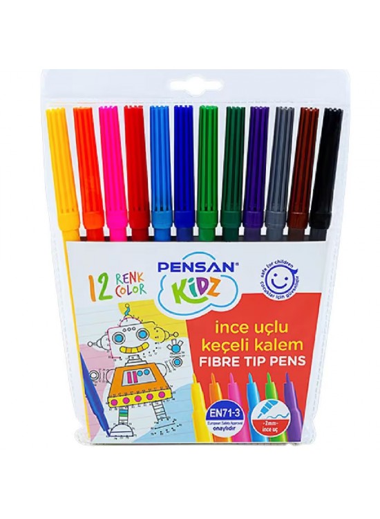 Pensan Kidz Keçeli Kalem 12 Renk İnce Uçlu 5000
