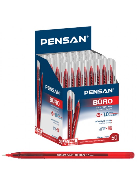 Pensan Tükenmez Kalem Büro 1.0 MM Kırmızı 50 Li 2270