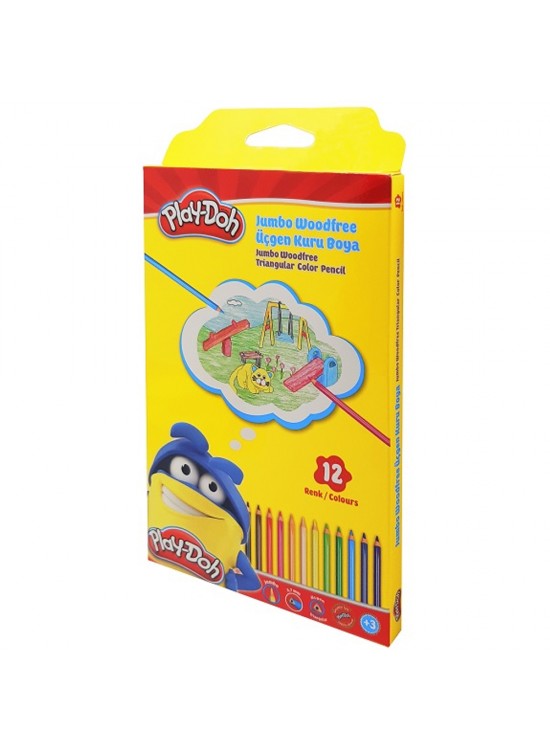 Play-Doh Kuru Boya Jumbo Üçgen Woodfree 12 Li PLAY-KU028