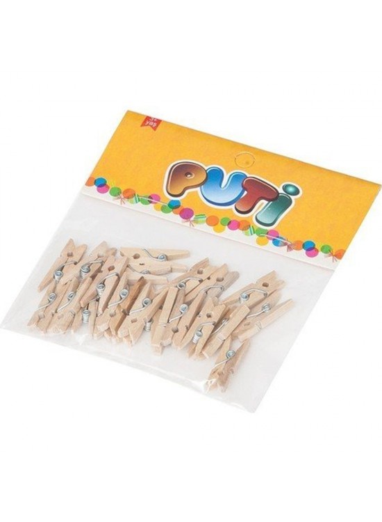 Puti Ahşap Küçük Mandal Natural 24 LÜ 4674