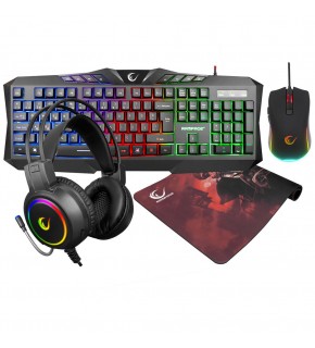 Rampage KM-404 ARGENTI Rainbow Aydınlatmalı USB Gaming Combo Q Klavye + Kulaklık + Mouse + Mousepad