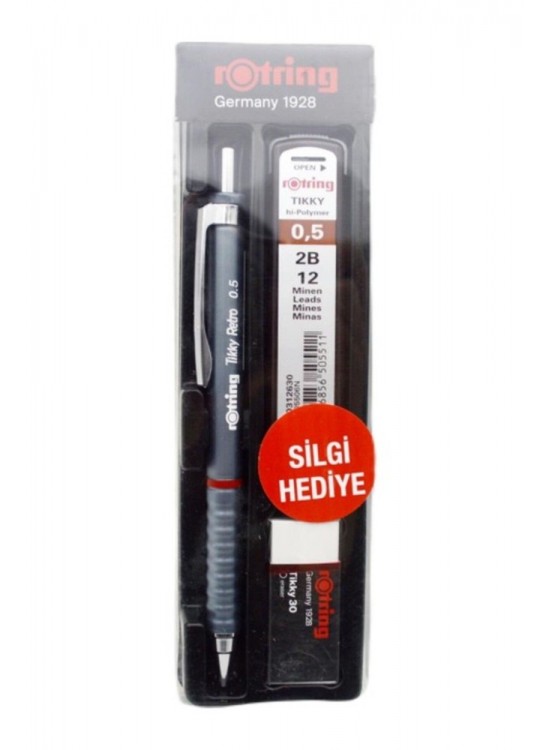 Rotring Okul Seti Tikky Retro 0.5+Min Silgi Hediyeli Gri