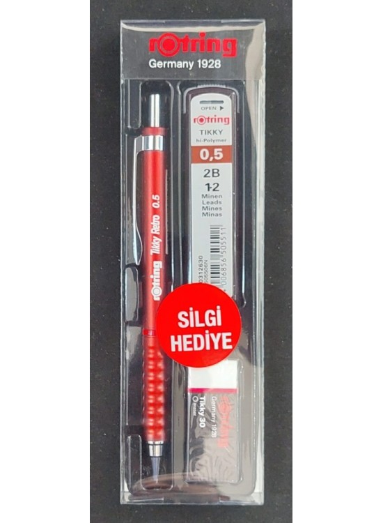 Rotring Okul Seti Tikky Retro 0.5+Min Silgi Hediyeli Kırmızı