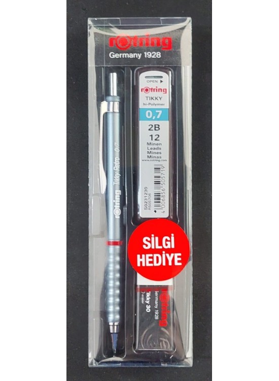 Rotring Okul Seti Versatil+Min Silgi Hediyeli Tikky Retro 0.7 Gri