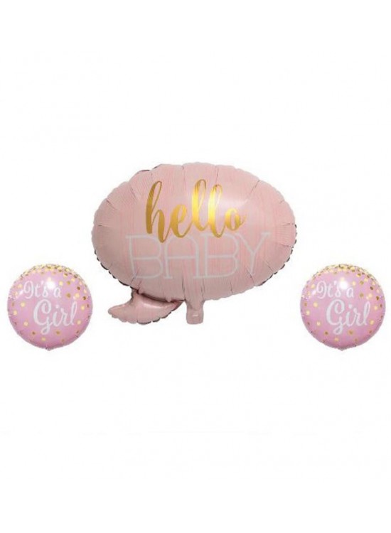 Rps Folyo Balon Hello Baby Seti 3 Lü Pınk 24" 8087