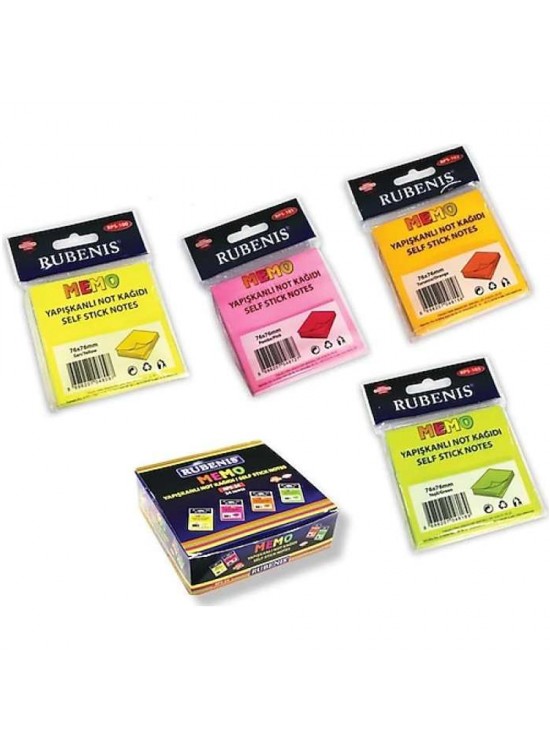 Rubenis Yapışkanlı Not Kağıdı 76x76 MM Fosforlu Yeşil RPS-103