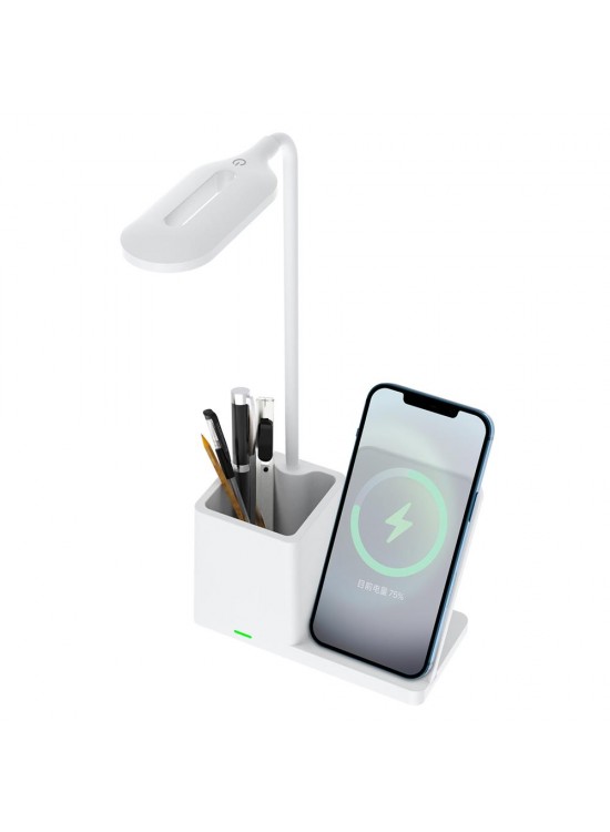 S-link SL-M9054 Siyah TypeC 10W Kablosuz Şarj Cihazı Kalemlikli Masa Lambası