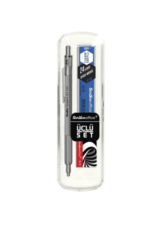 Scrikss Graph-x 3 Lü Set.Vers 0.7 MM Kurşun Gri+Silgi+Min