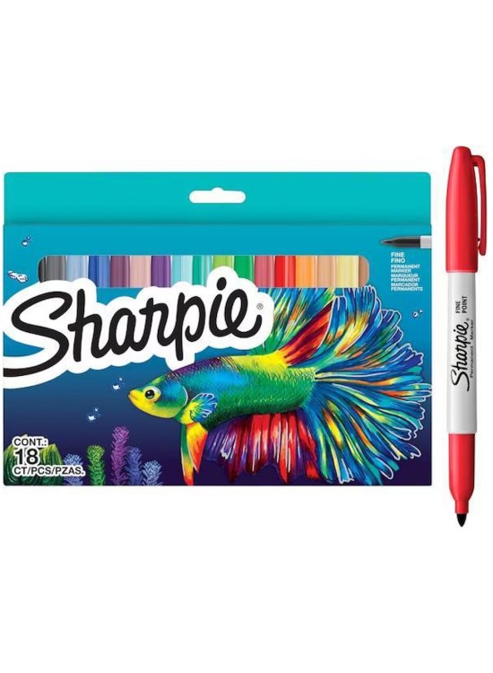 Sharpie Permanent Markör Fine 18 Li Balık
