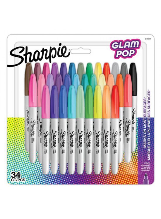 Sharpie Permanent Markör Fine Glam Pop 34 Lü Bls