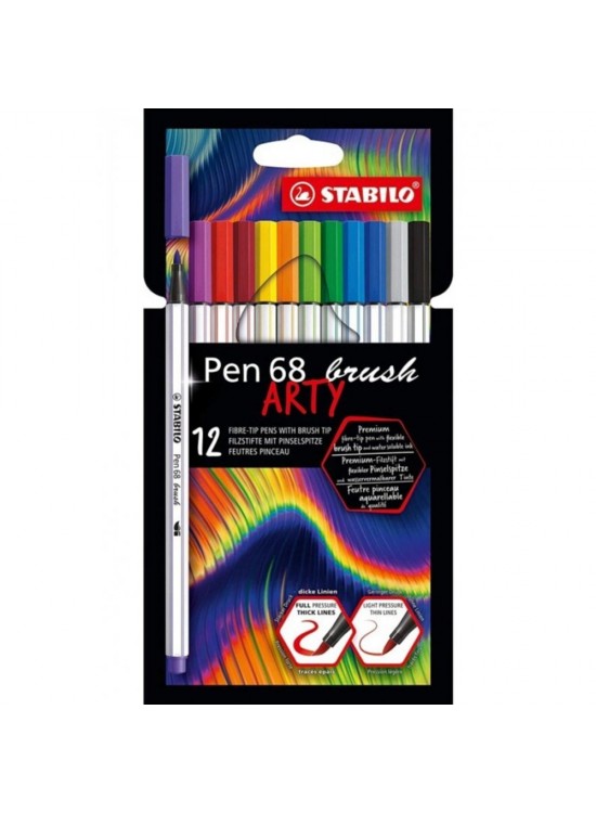 Stabilo Keçe Uçlu Boya Kalemi Pen 68 Brush Arty 12 Renk
