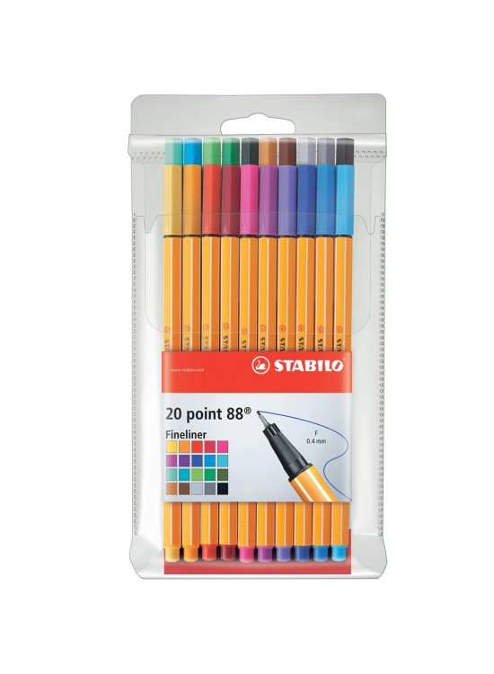 Stabilo Keçe Uçlu İnce Kalem 88 Point 0.4 MM 20 Renk Askılı Paket 8820