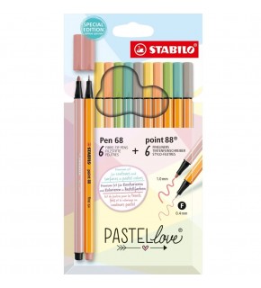 Stabilo Point 88 & Pen 68 Pastellove 12 Li 6888/12-7-7
