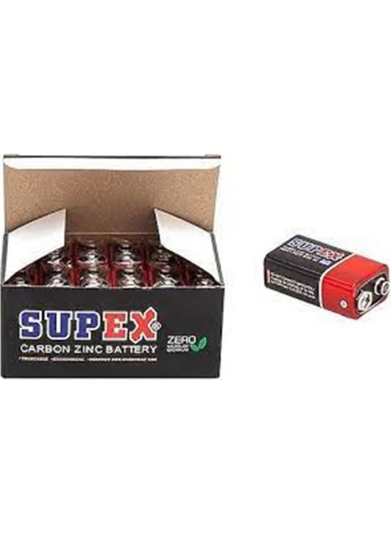 Supex 6F22 9V Çinko Karbon Pil 12 li Paket
