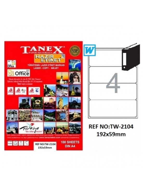 Tanex Laser Etiket 100 YP 192x59 Laser-Copy-Inkjet TW-2104