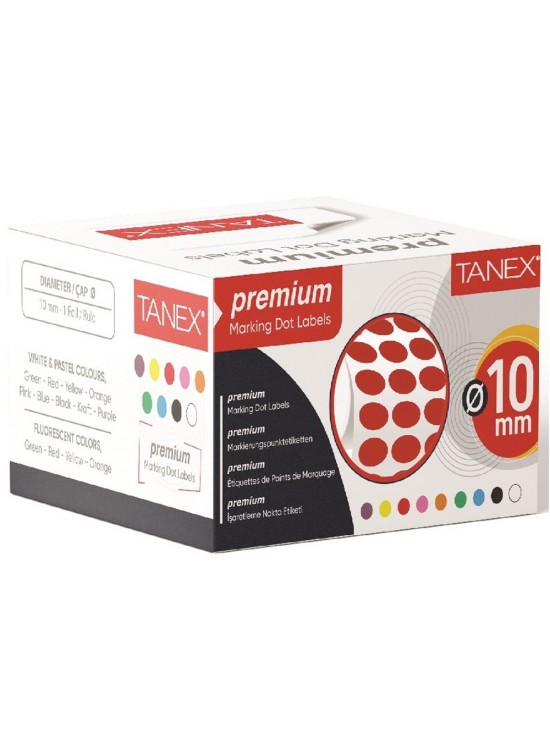 Tanex Nokta Etiket 10 MM 5000 Li Kırmızı Tekli Kutu