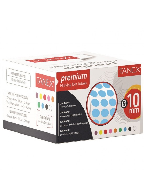 Tanex Nokta Etiket 10 MM 5000 Li Mavi Tekli Kutu