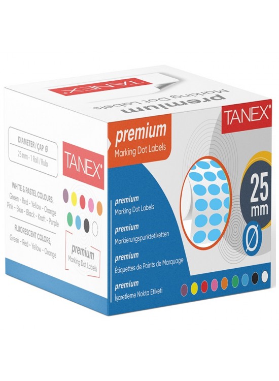 Tanex Nokta Etiketi 25 MM Mavi 2500 Li Tekli Kutu
