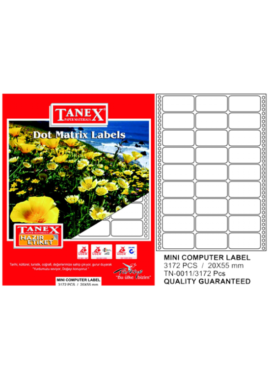 Tanex Sürekli Form Etiket 3172 Lİ 20x55