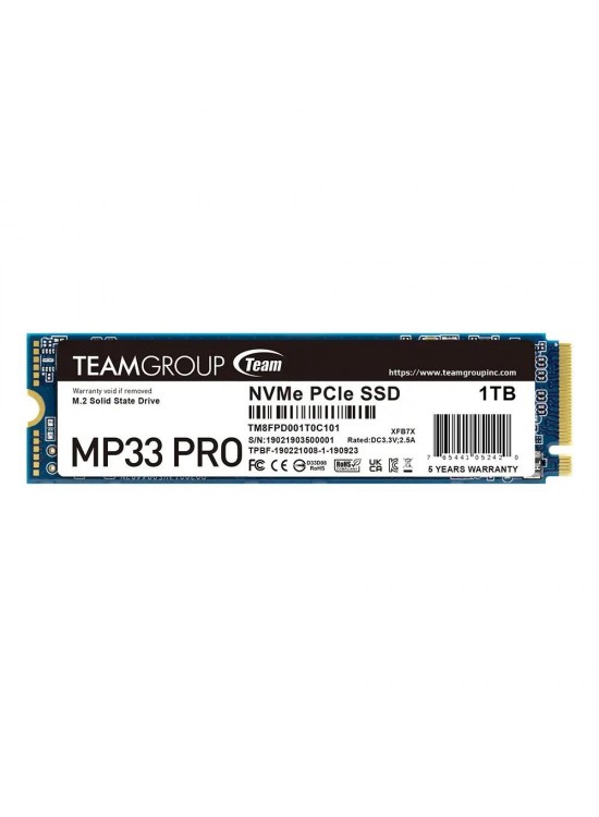 Team 1TB MP33 Pro 3500-3000MB-s NVMe PCIe Gen3x4 M.2 SSD Disk (TM8FPD001T0C101)