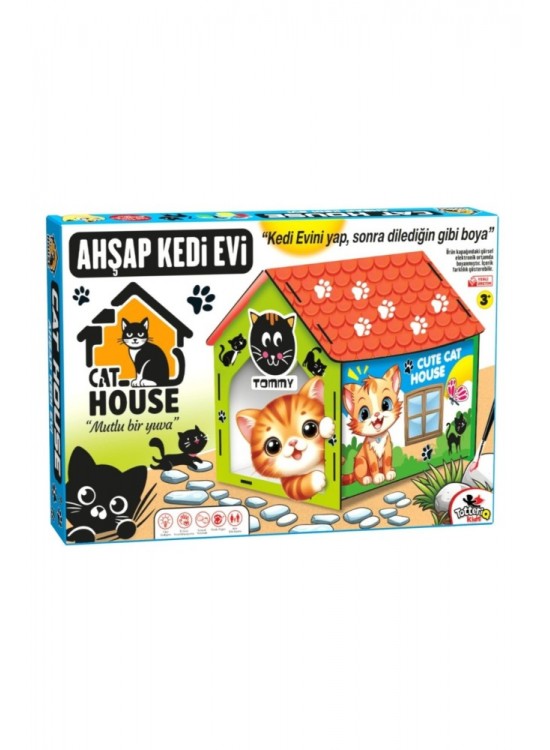 Totteriq Ahşap Boyama Kedi Evi 3006