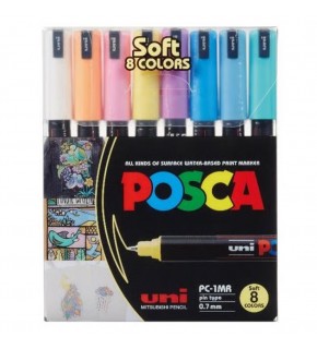 Uni-Ball Posca 0.7 Su Bazlı Poster Markörü Soft Renk 8 Li