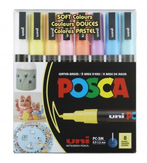 Uni-Ball Posca 0.9-1.3 Su Bazlı Poster Markörü Soft Renk 8 li