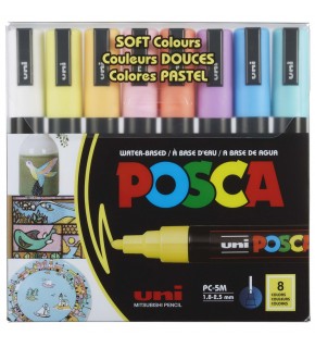 Uni-Ball Posca 1.8-2.5 Su Bazlı Poster Markörü Sotf Renk 8 Li