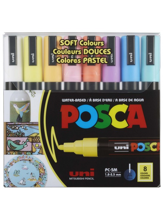 Uni-Ball Posca 1.8-2.5 Su Bazlı Poster Markörü Sotf Renk 8 Li