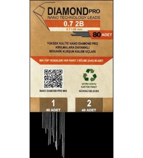 Uni-Ball Versatil Kalem Yedeği Nano Dıomand Pro 2B 0.7  MM 80 Li Ndp-07-80 2B