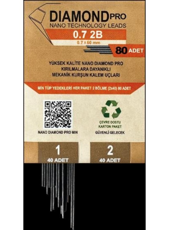 Uni-Ball Versatil Kalem Yedeği Nano Dıomand Pro 2B 0.7  MM 80 Li Ndp-07-80 2B