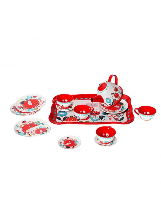 Vardem 15 Parca Cıcek Desenlı Metal Cay Set