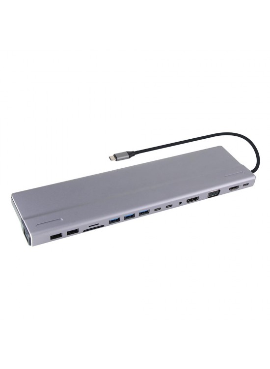 Vcom CU4703 Type-C To USB3.0-3+USB2.0-2+VGA+RJ45+SD+TF+Audio+HDMI+DP+USB-C DATA-2+USB-C Çoklayıcı