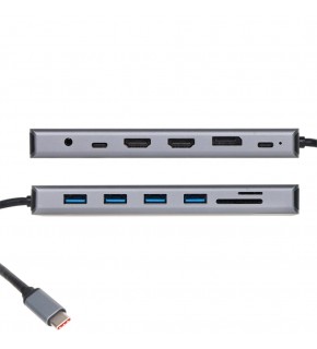 Vcom CU4706 Type-C To HDMI-2+DP+USB3.0-3+TYPE C+USB2.0+RJ45+SD2.0+TF2.0+PD+DC 3.5mm 13 in 1 Çevirici