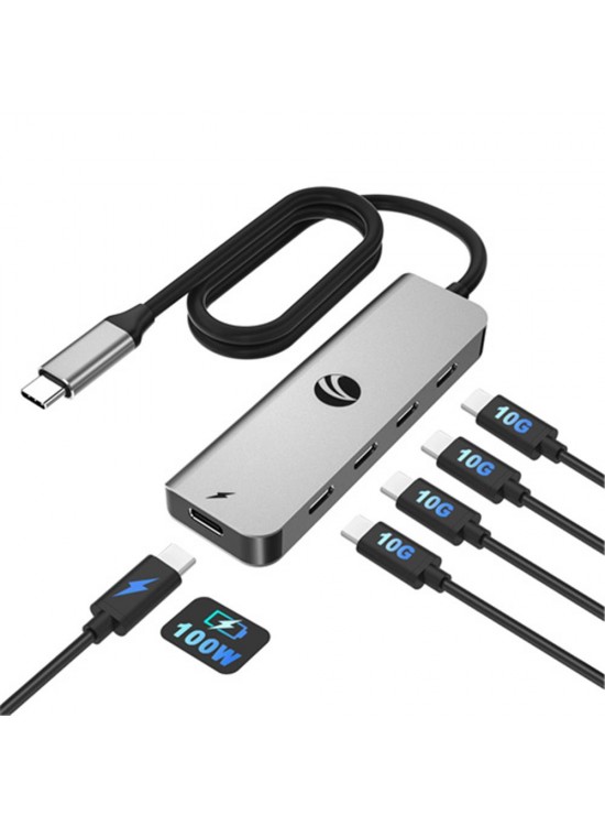 Vcom CUE11S-Gray Type-C To 4-Usb-C (10GBps)+Pd 3.0 100W Çoklayıcı