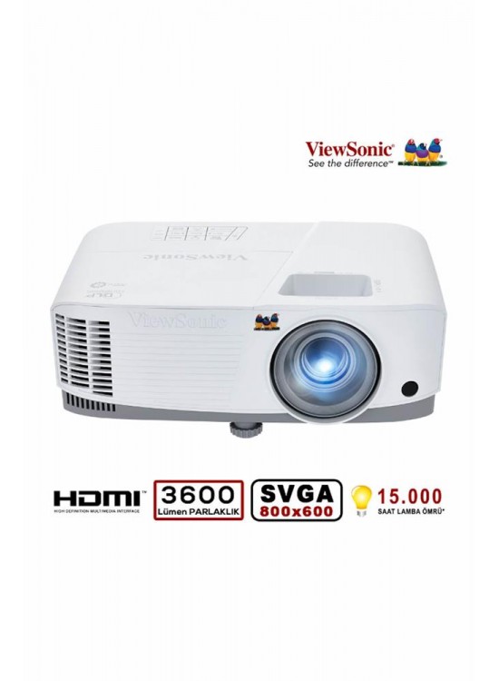 Viewsonic PA700W DLP WXGA(1280x800) 4500AL 2xHDMI 1xVGA 12.500:1 3W Hoparlör Projeksiyon