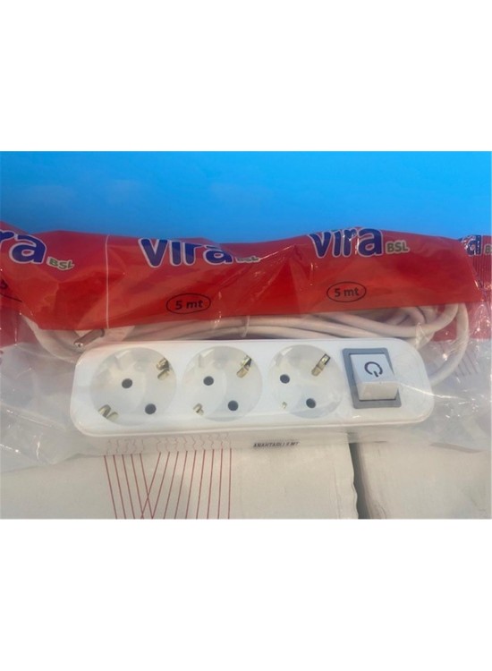 Vira 3lü 3mt Anahtarlı Topraklı Priz