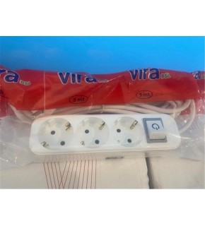 Vira 3lü 5mt Anahtarlı Topraklı Priz